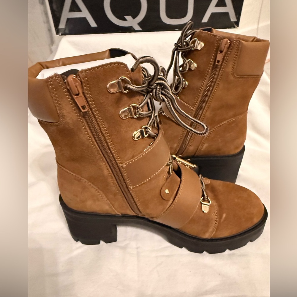 Aqua Women's Genie Buckle Hiker Boots Cognac size 8 - Picture 5 of 14